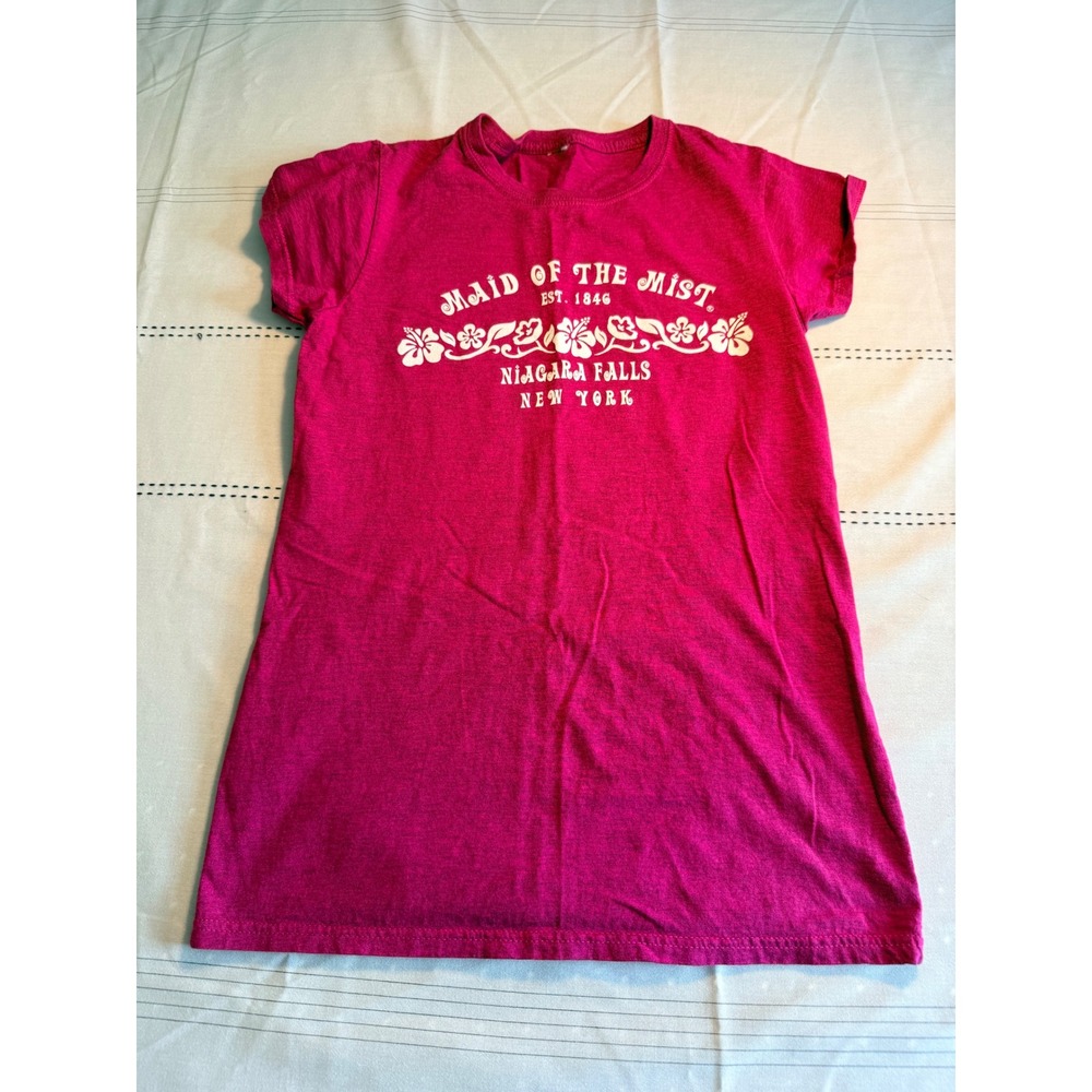 Maid of the Mist Niagara Falls NY Souvenir T-Shirt Pink Heathered Graphic Tee